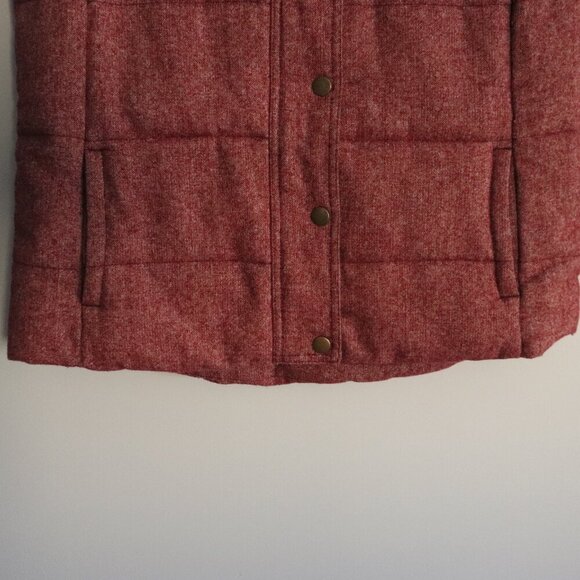 Old Navy Women's Large Pink Sleeveless Tweed Fleece‎ Lined Puffer Jacket Vest - Picture 8 of 11